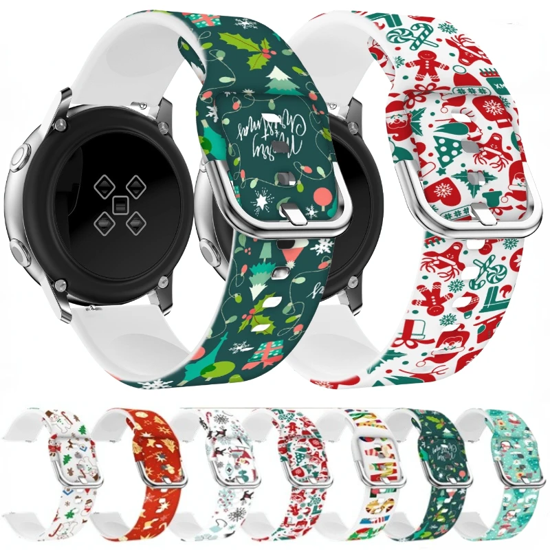 Banda de silicone para Samsung Galaxy Watch 6, 5, 4, Huawei Watch 3 Pro, GT2 Pro, Pulseira Estilo Natal para Amazfit GTR, GTS 4, 20mm, 22mm