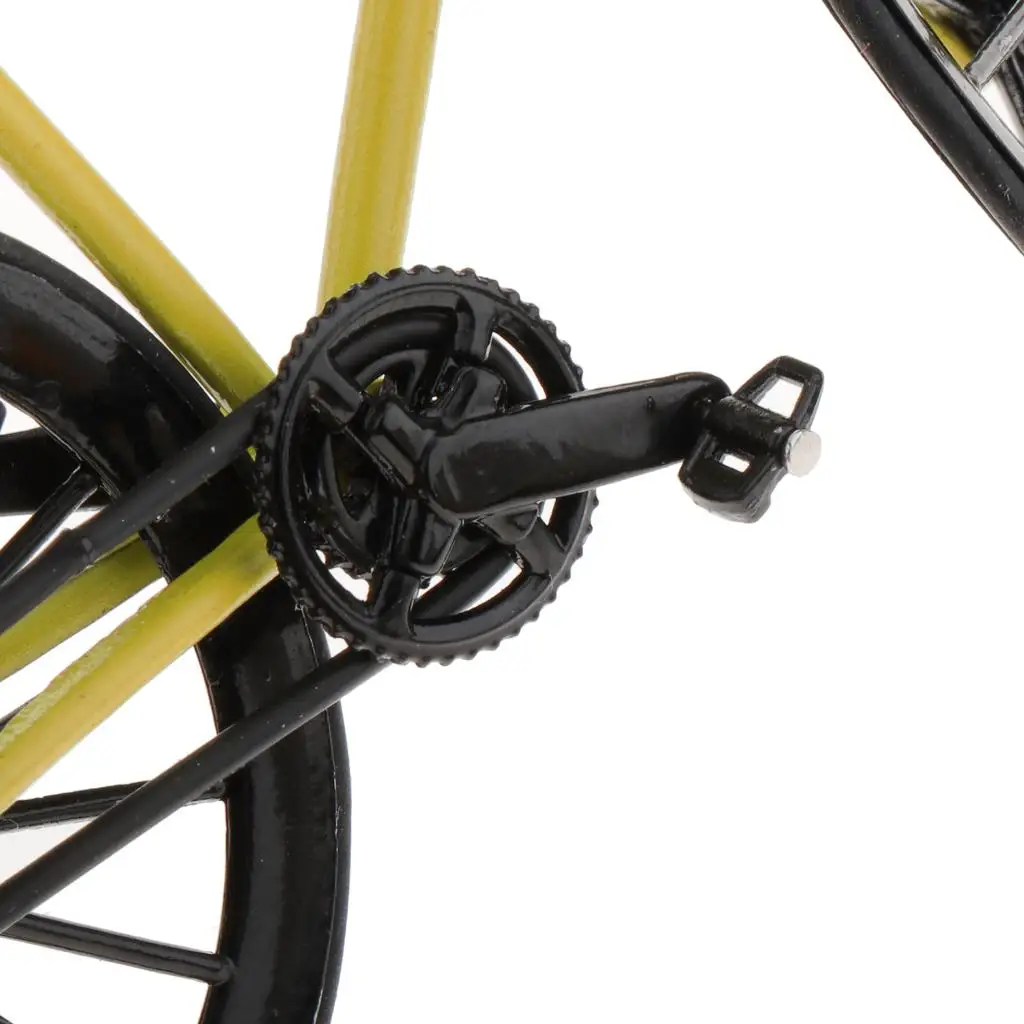 Modelo de bicicleta fundida em liga escala 1/14, brinquedos de bicicleta artesanais amarelo