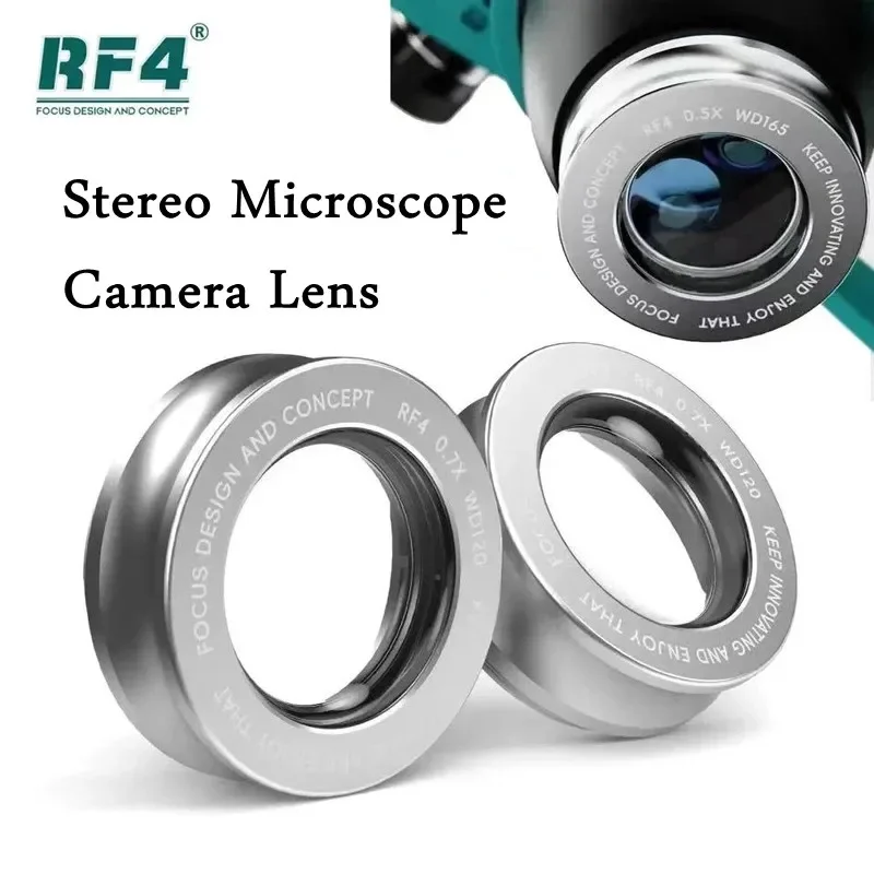 NEW RF4 0.7X 0.5X 0.48X Microscope Glass Lens Trinocular Microscope Auxiliary Objects Lens for Microscope Camera Lens PCB Repair