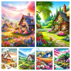 5D Diamond Painting Manor House DIY Diamond Embroidery Scenery Cross Stitch Mosaic Art Rural Garden cross stitch Decor PP5606