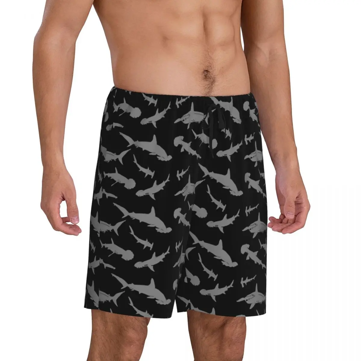 Custom Hammerhead Shark Pack Pattern Short Pajama Pants Men Sleepwear Sleep Lounge Bottom Shorts Sleeping Pants