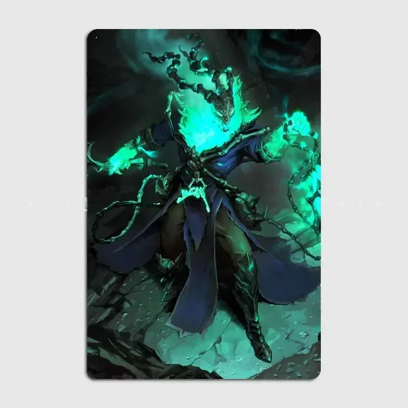 Chain Warden Classic League of Legends Champions Placa de chapa, letrero decorativo de pared para sala de juegos y hogar