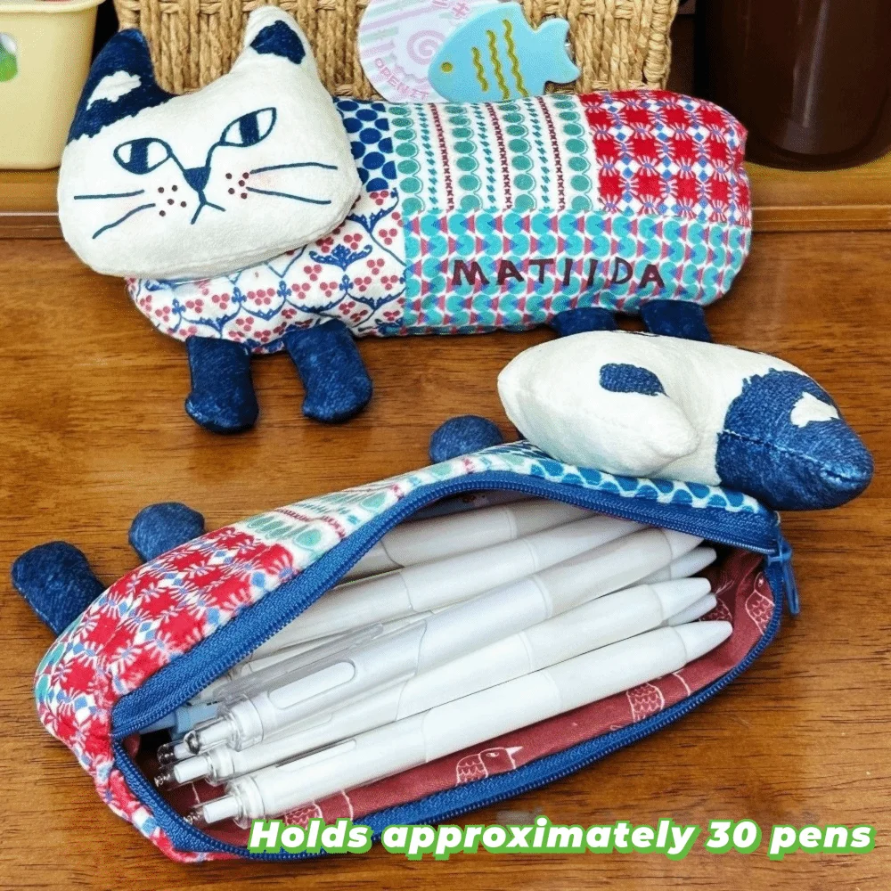 Large Capacity Cat Climbing Pencil Case Multi-functional Makeup Bag Cat Storage Bag Funny Portable Students Stationery Bag