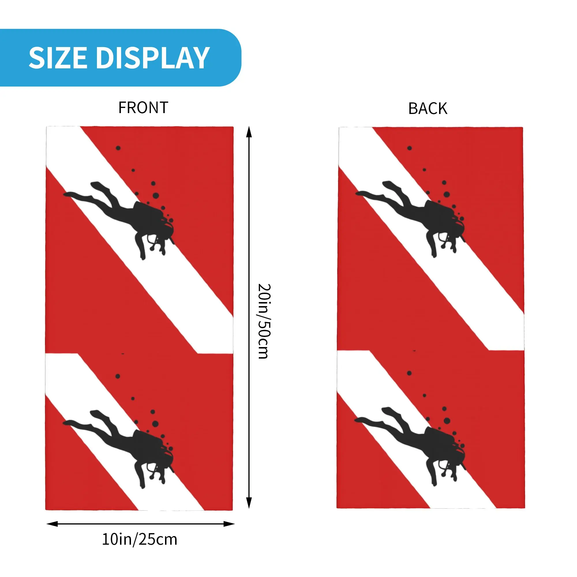 Custom Scuba Dive Flag Bubble Red White Bandana Neck Gaiter UV Protection Face Scarf Cover Diving  Headband Tube Balaclava