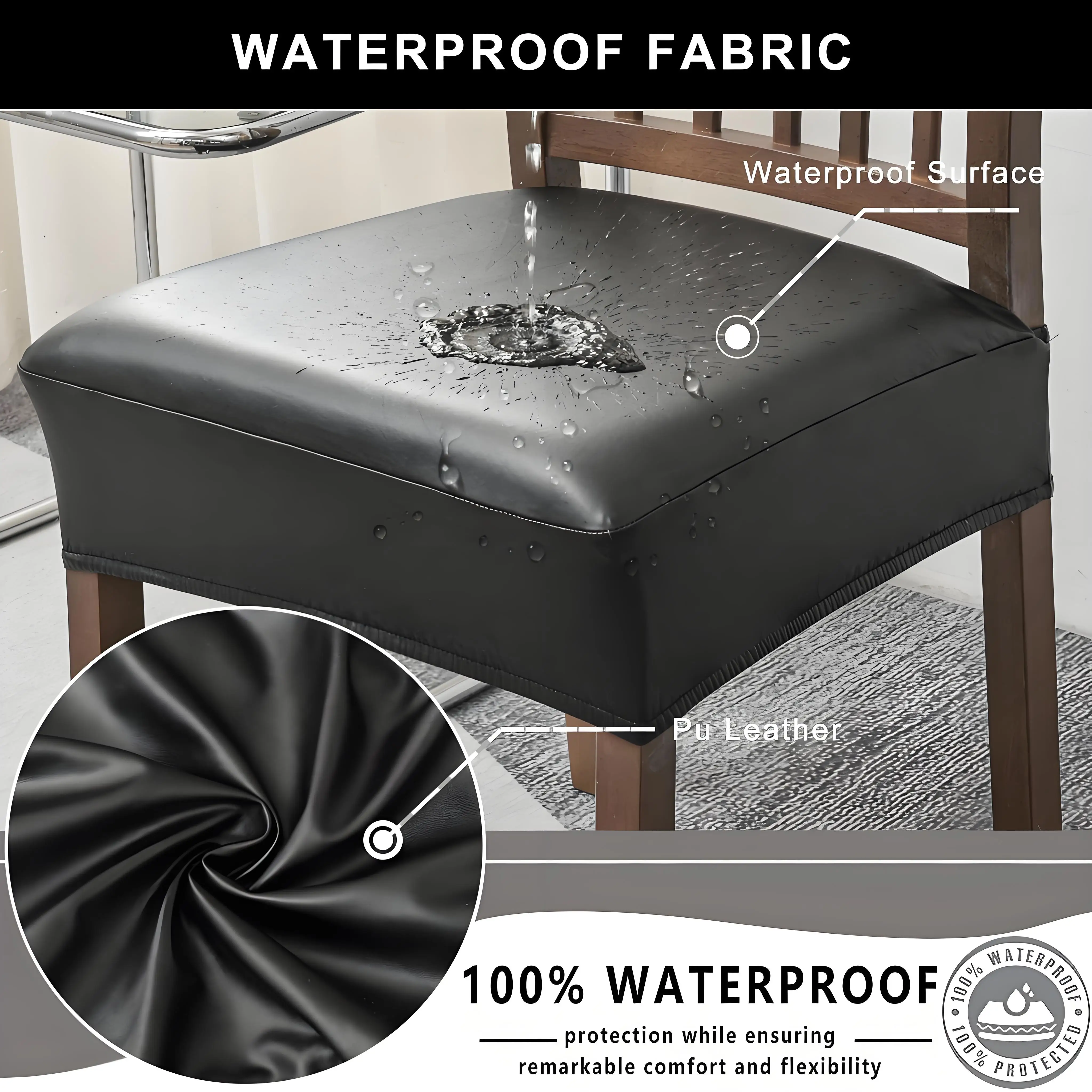 4 عبوات من واقيات الكراسي المقاومة للماء - أغطية مقاعد الطعام من الفينيل ✔ OEKO-TEX وصديق للحيوانات الأليفة (ديكور منزلي قابل للغسل)