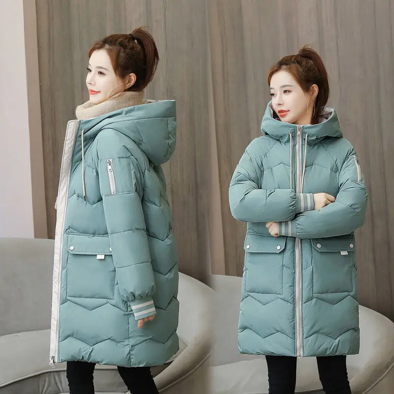 

Nice New Winter Parkas Women Jacket Hooded Overcoat Female Long Coat Thick Warm Parka Cotton-padded Jackets Loose Casual Outwear