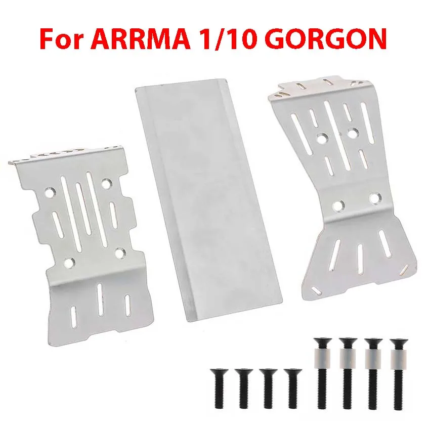 

For ARRMA 1/10 GORGON Stainless Steel Chassis Guard Plate Underbody Protection Skid Plate Set RC Models Car Accessories