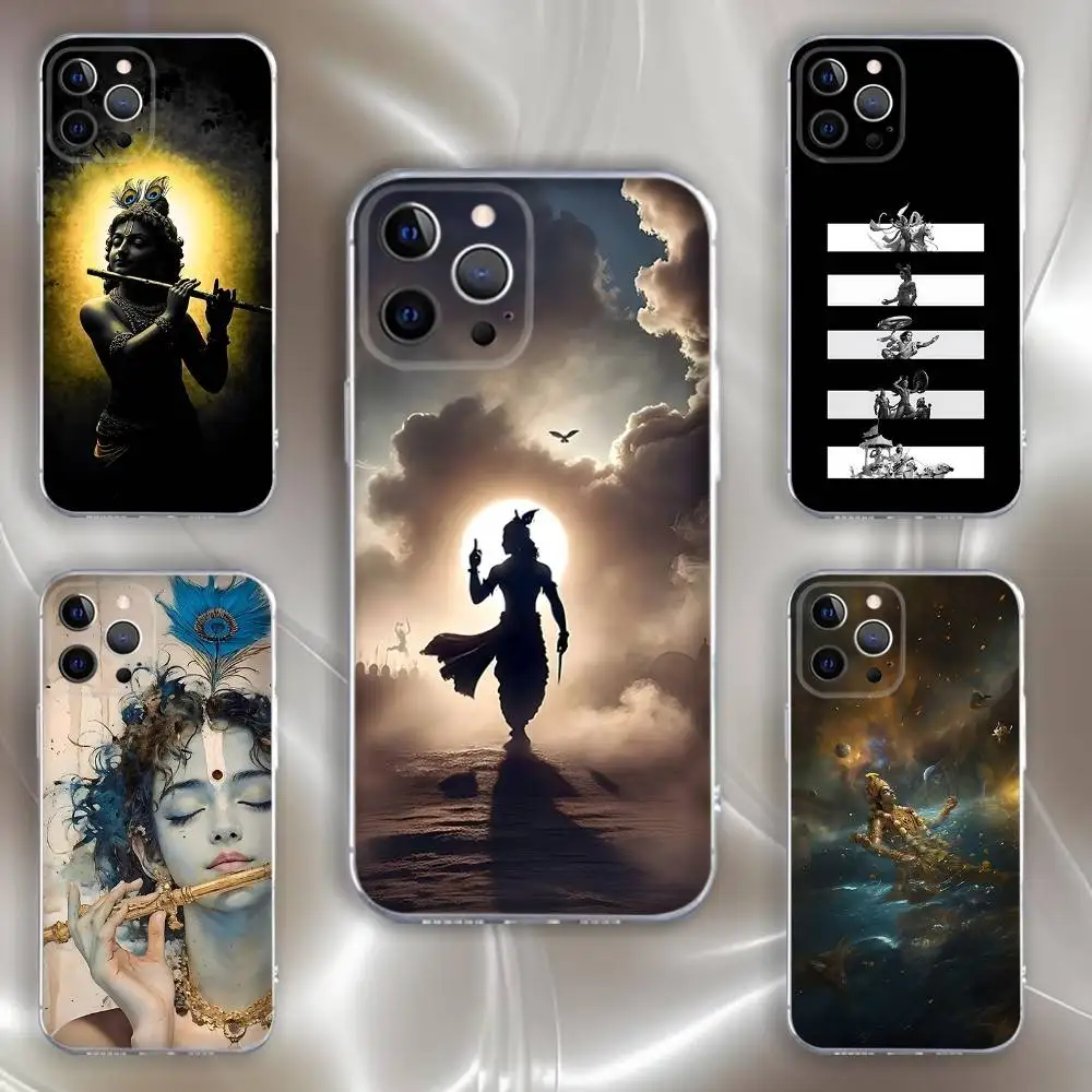 

Indian God Lord Krishna Phone Case For iPhone 16,15,14,13,12,11 Pro,Max,Plus,X,XS,XR,SE,Mini Transparent Silicone Soft