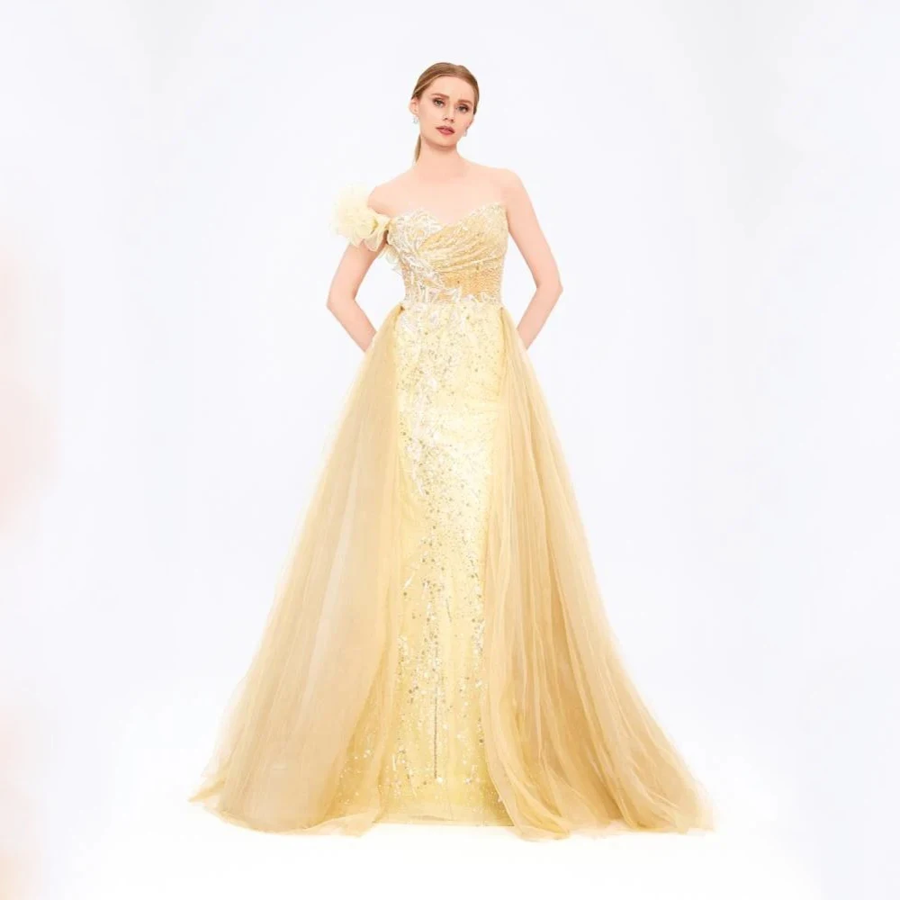 Arya High Quality Classic Evening Dress Tulle for Floor-Length One-Shoulder Formal Evening Beading Vestidos De Fiesta Customized