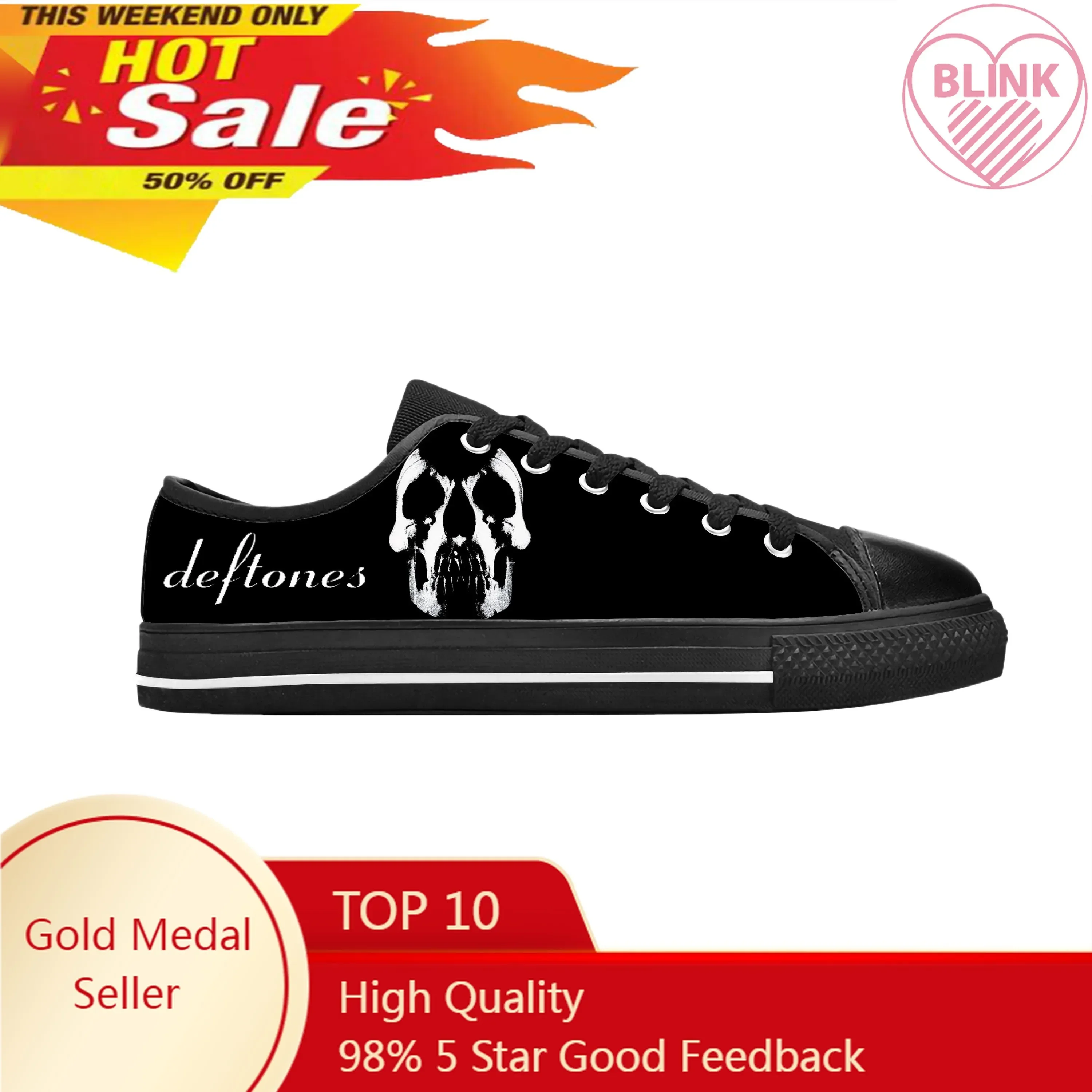 Deftone-Baskets basses respirantes pour hommes et femmes, Eagle Skull, Seton Rock Band Music, Cool Casual, Gril Shoes, Confortable, Impression 3D, Modules