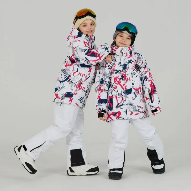 New Children's Ski Suit with Double-sided Thickened Single Board, Windproof and Warm Outdoor Ski Slope Ski Suit Complete Set