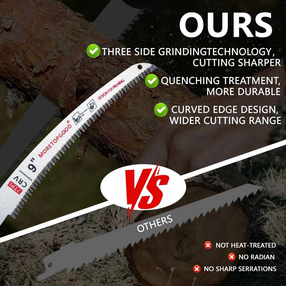 3PCS 7T Arc Edge Reciprocating Saw Blade, Japanese Teeth with Curved Edge Wood Pruning Saw Blades for Tree Trimming