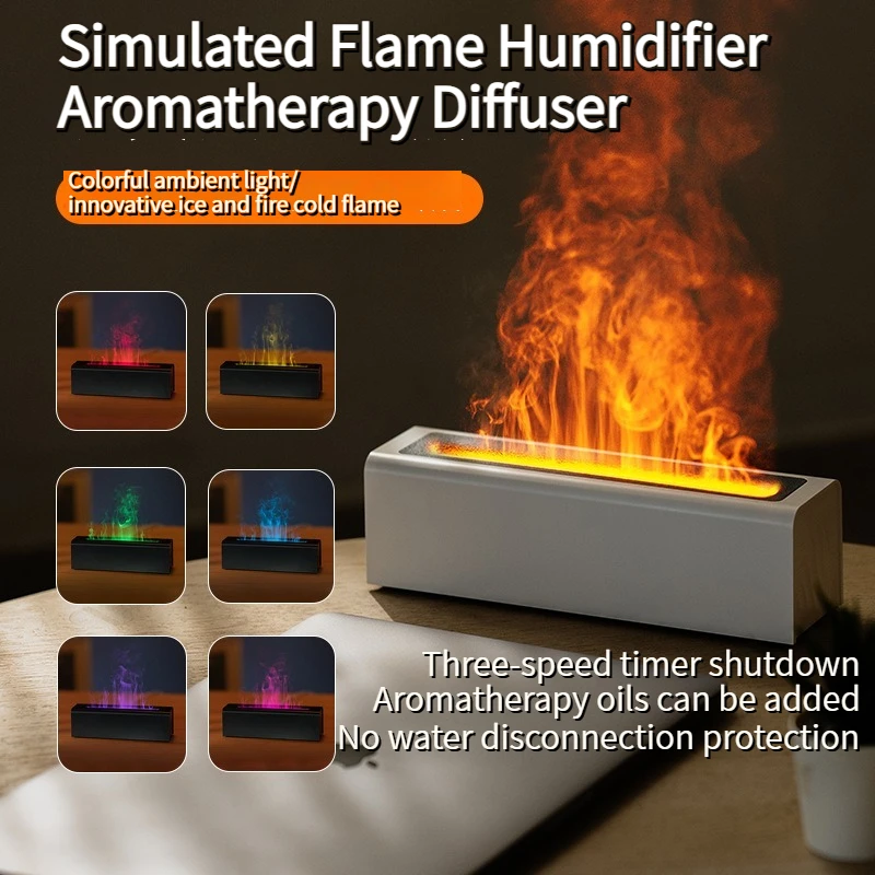 مرطب USB منزلي بتأثير اللهب 150 مل |   ناشر رائحة محمول للسيارة والمنزل، إيقاف تلقائي