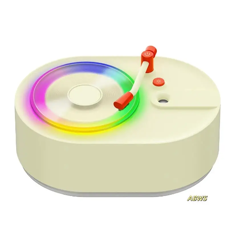 Mini USB Portable Retro Record Player Cool Mist Air Humidifier Essential Oil Aroma Diffuser With Led