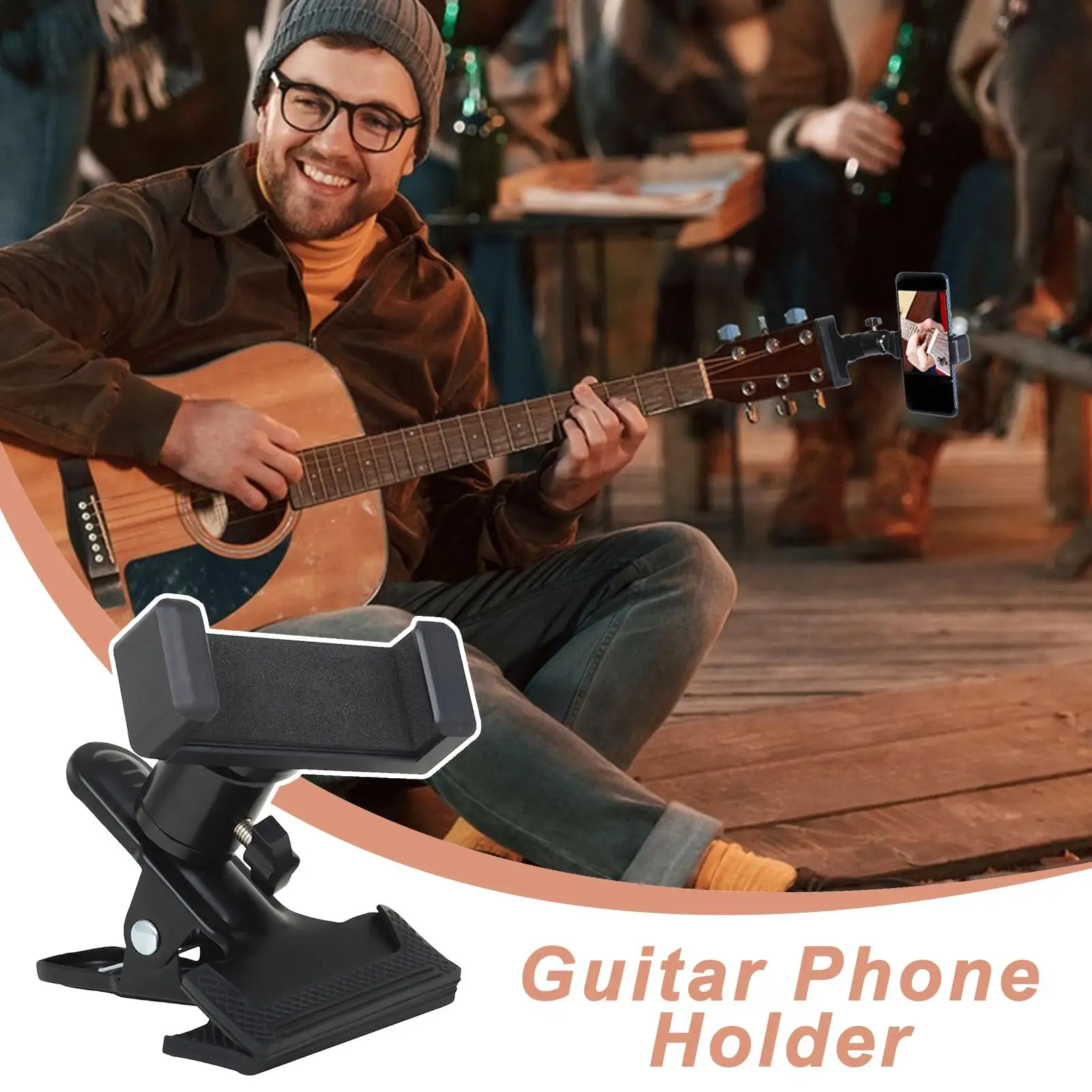 Guitar Phone Mount Rotatable Acoustic Guitar Phone Cradle Smartphone Cradle For Students Beginners Studio Professionals Live