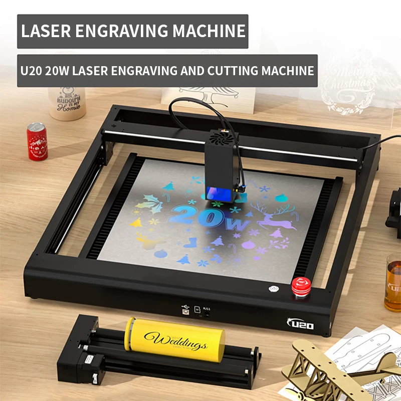 20W Laser Engraver  U20 Laser Engraving and Cutting Machine  Eye Protection Design  with Air-Assisted Pump view 3