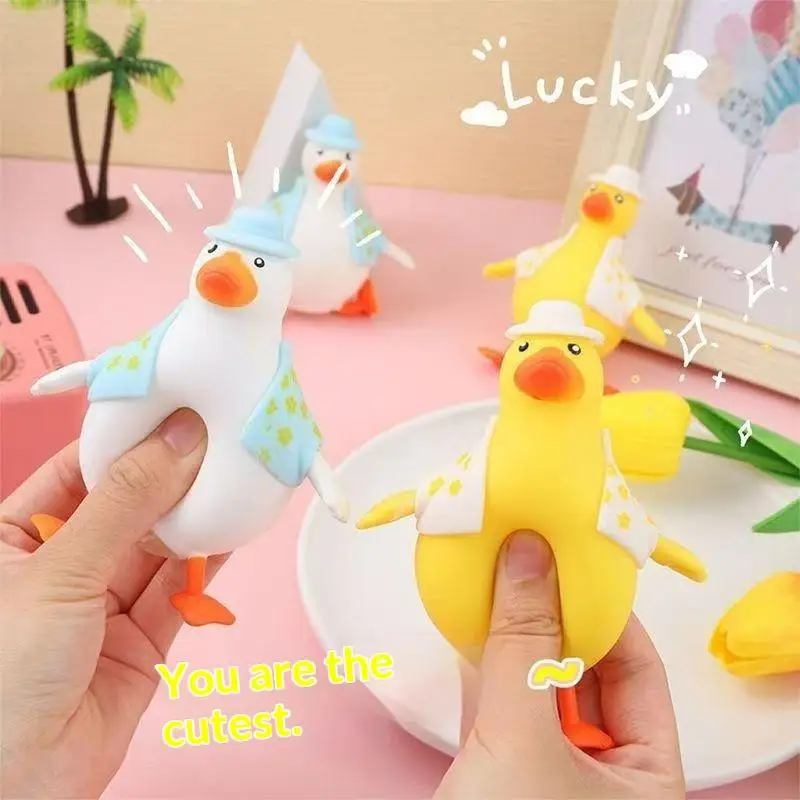 Chubby Cartoon Duck Squeezable Fidget Toy Soft Anti-Anxiety Sensory Vent Gadget for Kids Xmas Birthday Gift Cute Chubby Duck Sq
