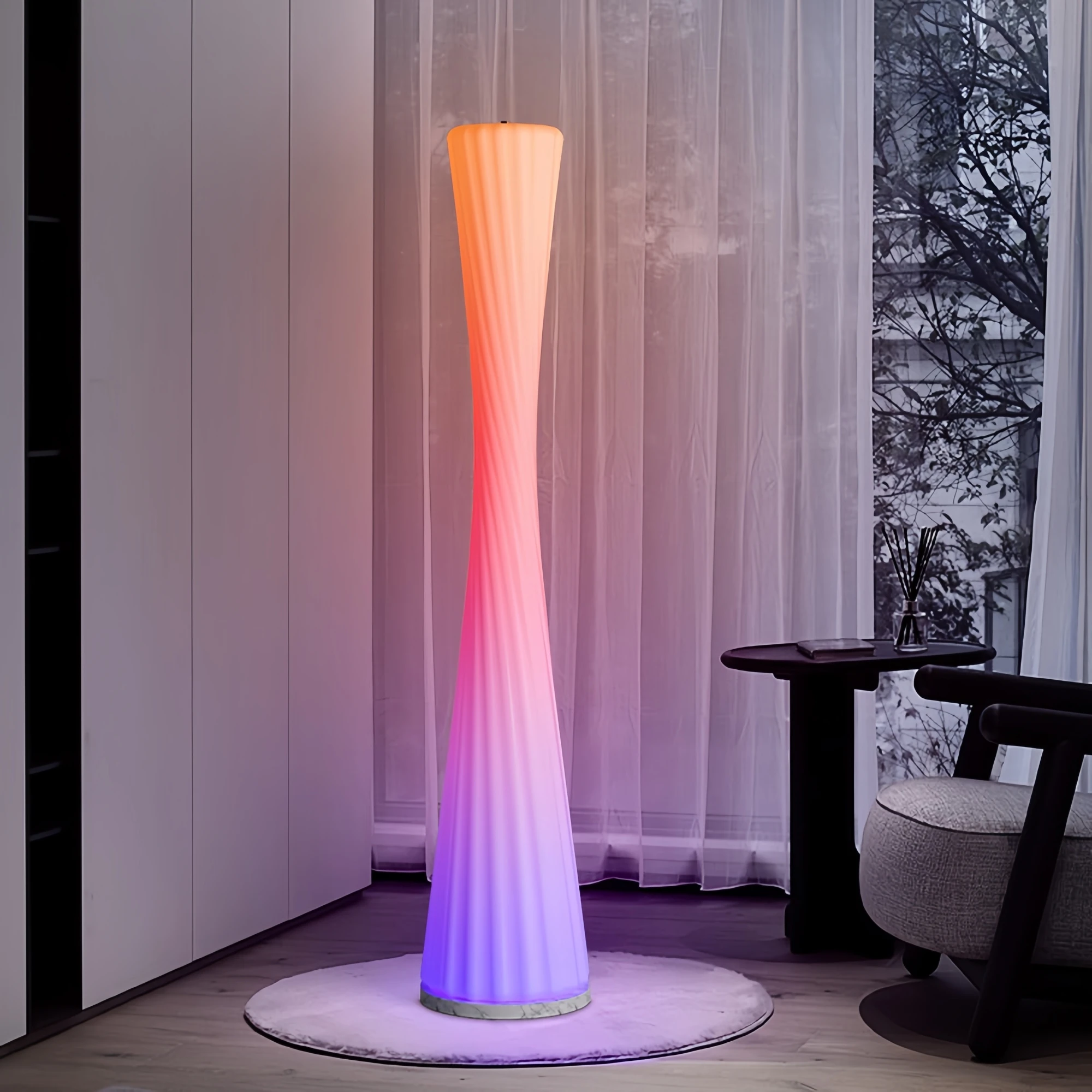 YEBMLP Luxury Twisted Floor Light Marble Base Three-color Changing Ambience Light Indoor Standard Lamp For Living Room Bedroom