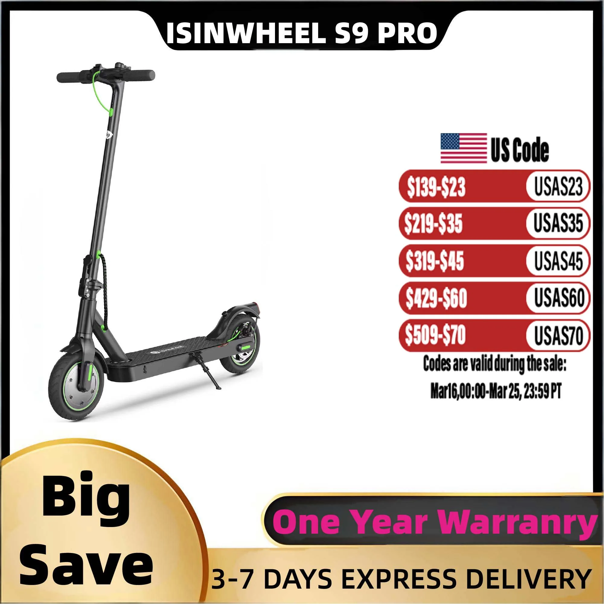 

Isinwheel S9PRO Adult E-scooter 36V 7.5Ah Urban commuting electric scooter 350W 8.5 Inch Tire foldable Escooter