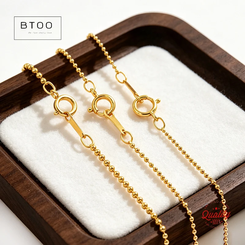 

BTOO Real 14K Gold Filled Bead Chain Necklace 1MM/1.2MM/1.5MM Gold Jewelry Minimalist Gold Filled Necklace Women Jewelry