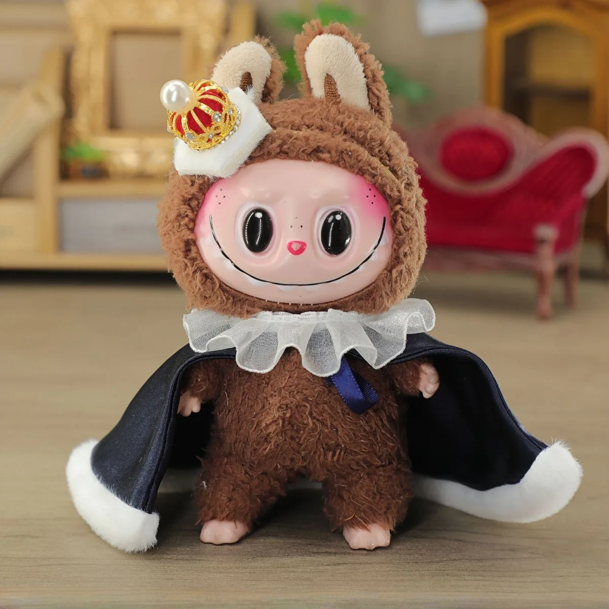 

15/17cm Labubu Clothes Mini Doll Crown and Warm Cape Dress Up DIY Gift Doll Clothes Accessories Sitting Party Game Toys