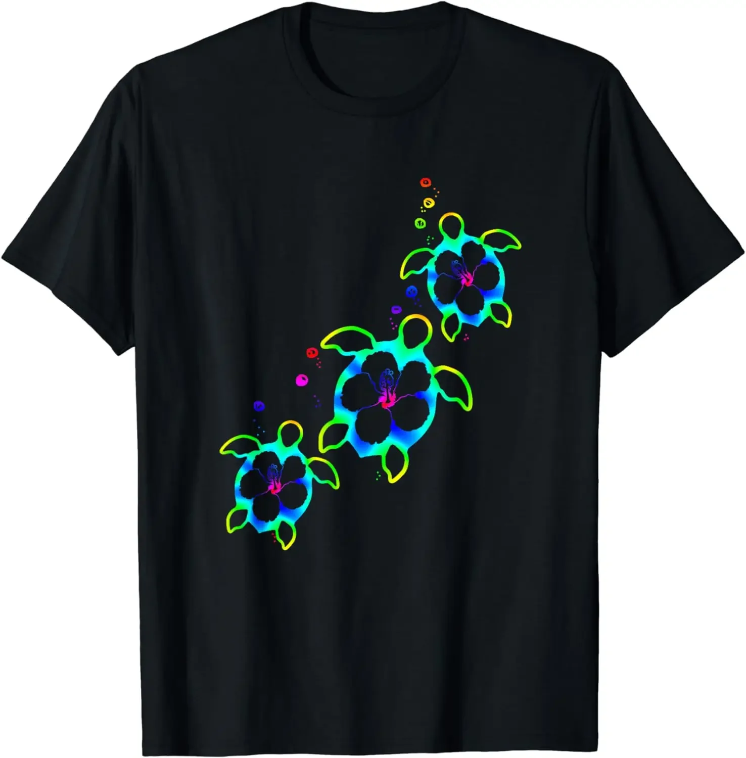 Tropical Colors Hawaiian Honu Sea Turtles T-Shirt  Women Clothing  Kawaii Clothes Tops Graphic T Shirts  Ropa Mujer