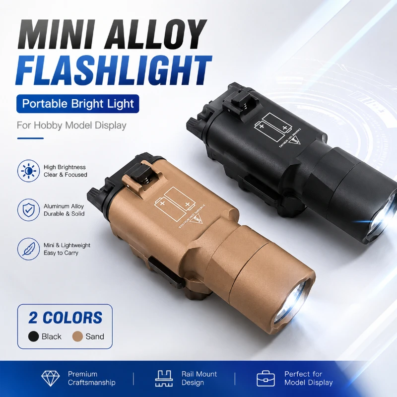 Sturdy Metal Mini Flashlight Clear Light Output Accessory for Hobby Model Ornament and Show Case
