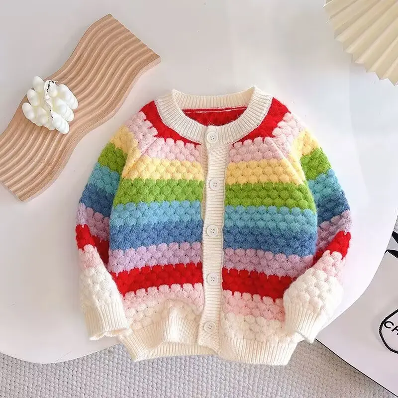 Children's Clothes Sweater Knit Cardigan for Girls Boys Long Sleeve Keep Warm Thickened Jacket Loungwear Outfit Coat