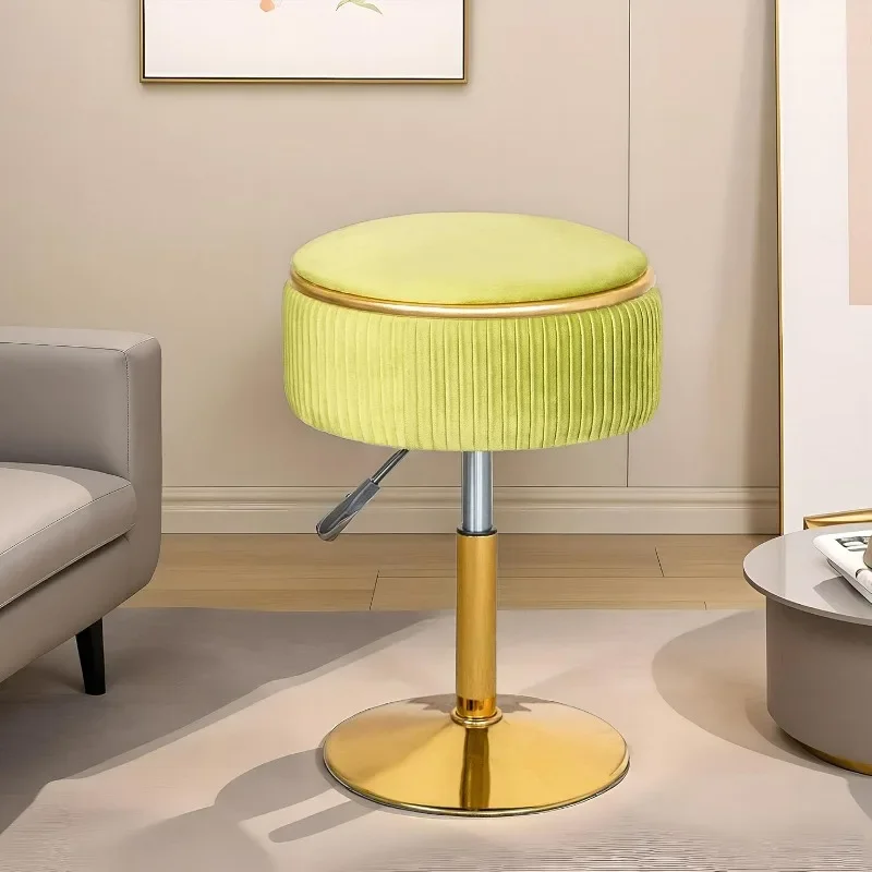 

Vanity Stool for Makeup Room, Round Storage Ottoman Height Adjustable Foot Stool, 360° Swivel Makeup Stool Footrest