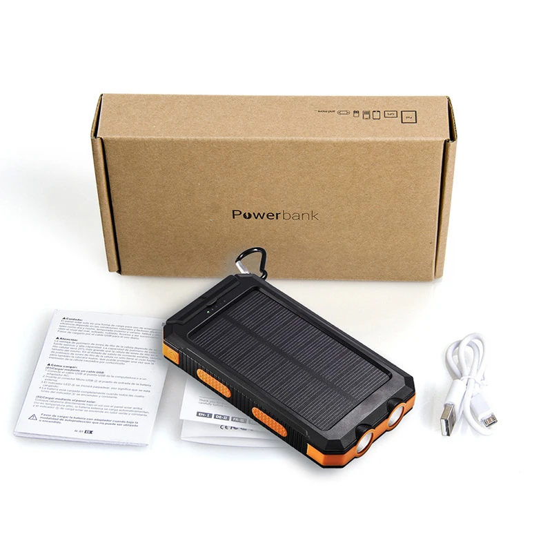 Solar Power Bank 20000 mAh for Xiaomi Mi 2 USB Solar Charger Powerbank External Battery Pack for iPhone Huawei Samsung Poverbank