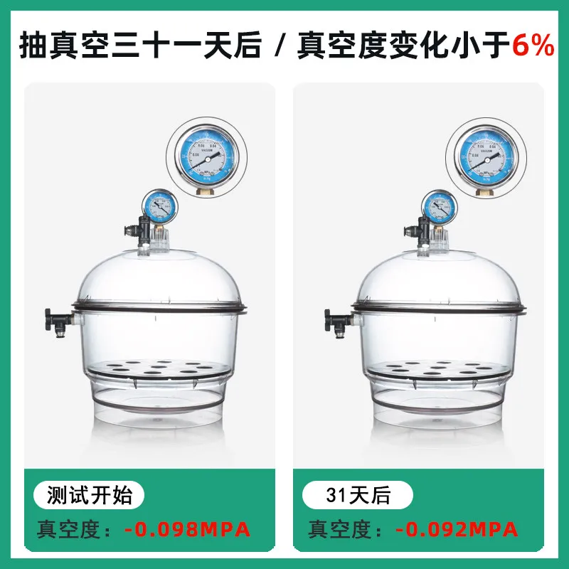 Lab Plastic Vacuum Desiccator, Single & Double Valve with Pressure Gauge, 150/250/300/400mm Vacuum Moisture Proof Drying Dish