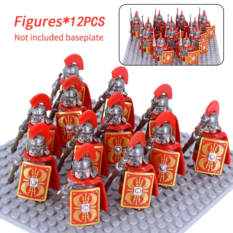 Medieval Military Rome Centurion Skutatoi Castle Figures Set Roman Soldiers Lion Bear Wolf Signifer Building Blocks Bricks Toys