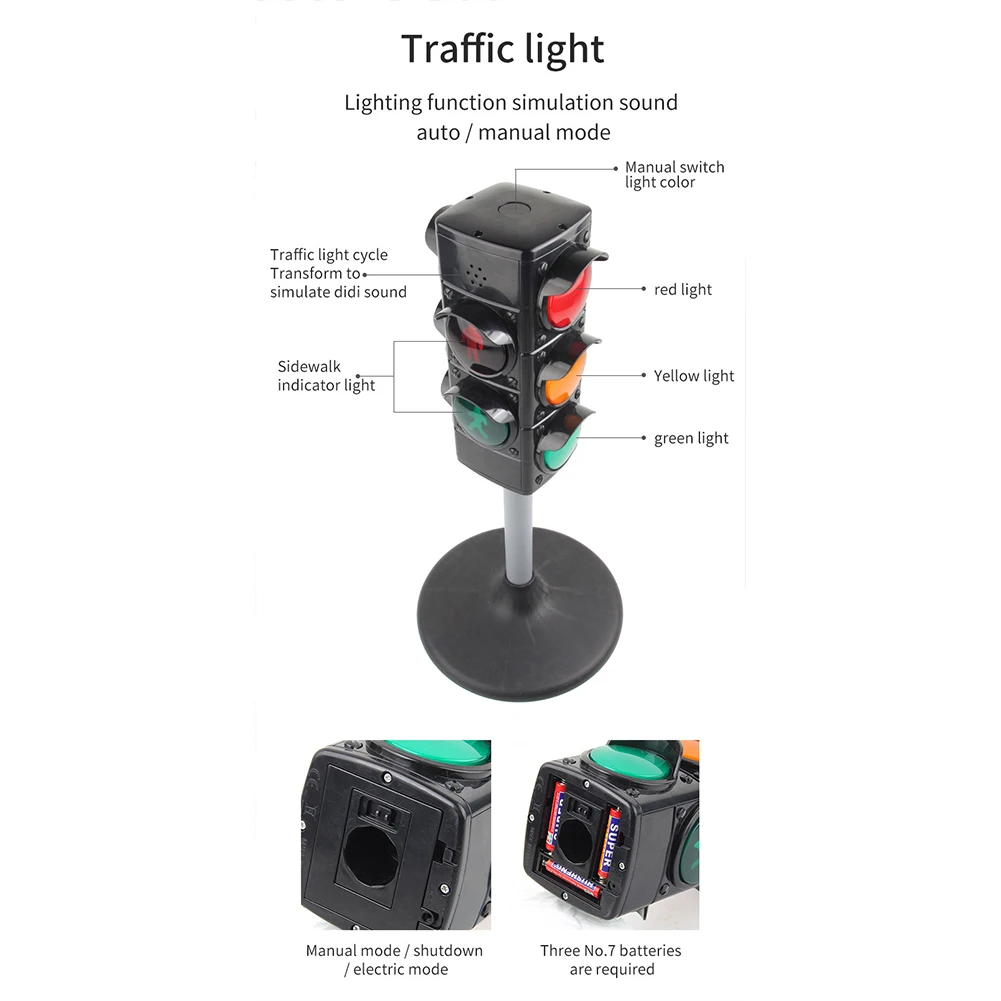 [ HOT SALE ] 1  Set  Simulation  Traffic  Lights  Toy Traffic Safety Signs Model Scenes Science Education Toys