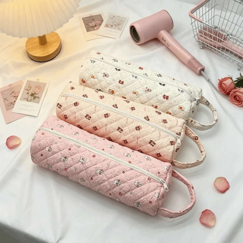 Quilting Cotton Hair Dryer Storage Bag with Handle Large Capacity Curler Storage Bag Dustproof Hair Dryer Protective Case
