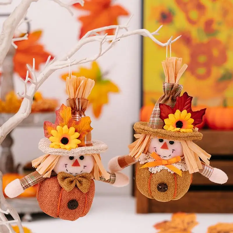 Thanksgiving Gnomes 2 PCS Sunflower Gnomes Decor Handmade Fall Harvest Faceless Dwarf Plush Dolls With Maple Leaves Thanksgiving