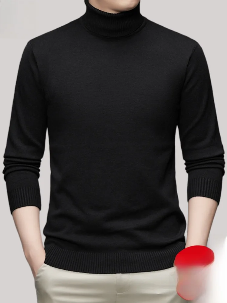 Eordos Men's High Collar 00 Pure Wool Sweater Casual Versatile Knitwear Base Layer Comfortable Warm Breathable Elastic