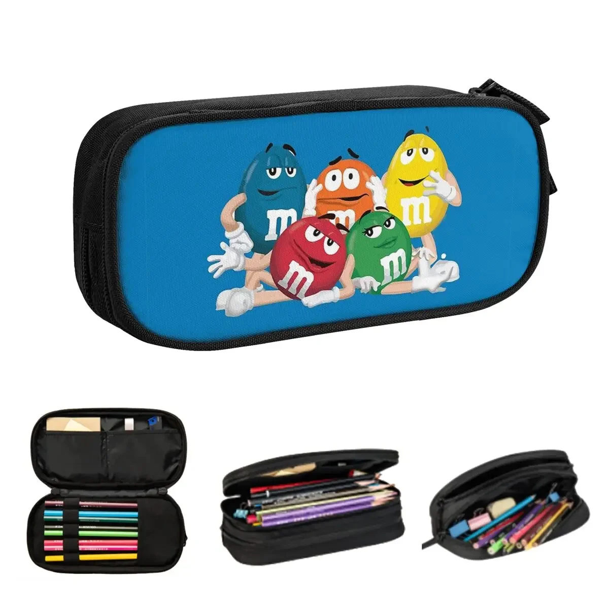 M And M Character Baby Pencil Cases Large Storage Pen Bags Pen Box Pencil Pouch For Boys Girls Students Stationery School Office