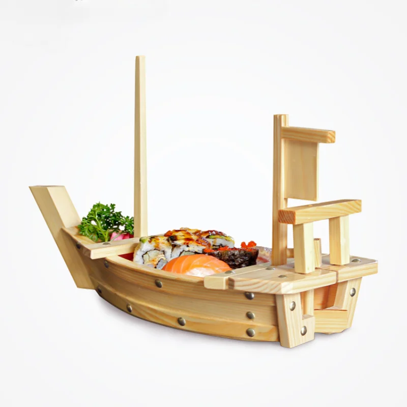 

White Pine Wooden Sushi Boat Cuisine Cold Dishes Dry Ice Boat Sashimi Boat Restaurant Hotel Supplies Serving Plate