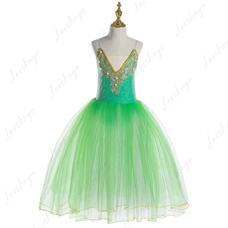 Children's Ballet Dance Costume - Puffball Chiffon Skirt - Ballet Long Dress - Competition Performance Outfit
