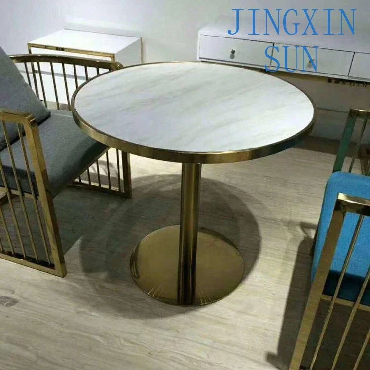 Selling Round Or Square High Coffee Tables Bistro Cafe Table Gold Stainless Steel Base Marble Table Restaurant