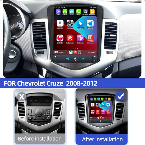 Imagen 2 del producto Para Chevrolet Cruze 2008-2012 Carplay Android 12 Radio de coche reproductor de vídeo Multimedia unidad principal de navegación altavoz de Audio estéreo 2Din