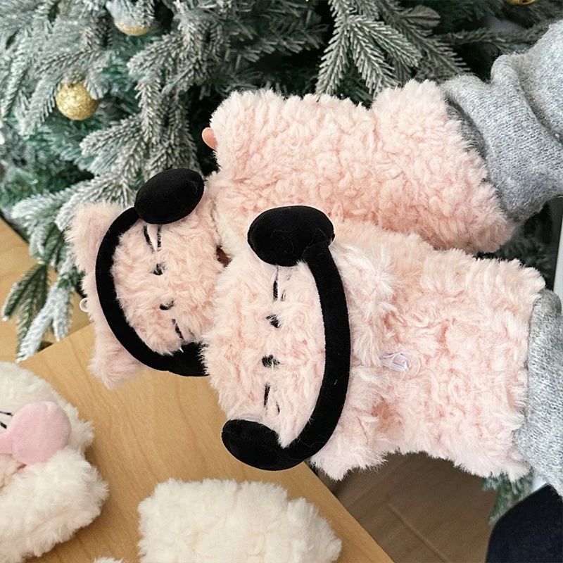 Earmuffs Cute Plush Earmuffs Women Ear Muffs Cat Windproof Flip Cartoon Mittens Earflap Winter Ear Warmer Outdoor Soft Ear Cover