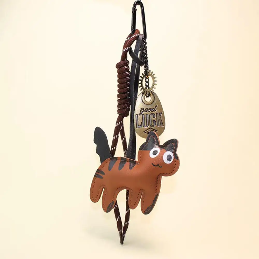 

HOT PU Leather Cat Pendant Handbag Hanging Bag Accessories Cat Shape Keychain Women's Bag Charm Decoration Cute Animal Keyring