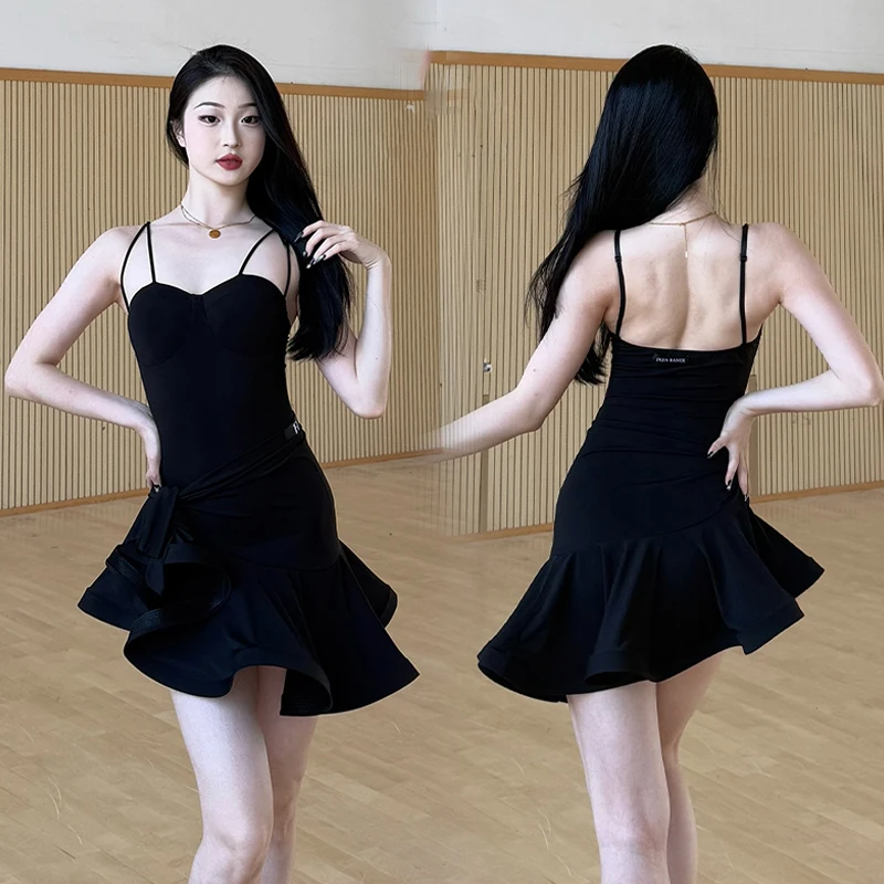 Latin Dance Trikot Frauen Leopard Print Rock Tango Cha Cha Leistung Tragen Erwachsene Latin Praxis Kleidung Weibliche Dancewear 2039