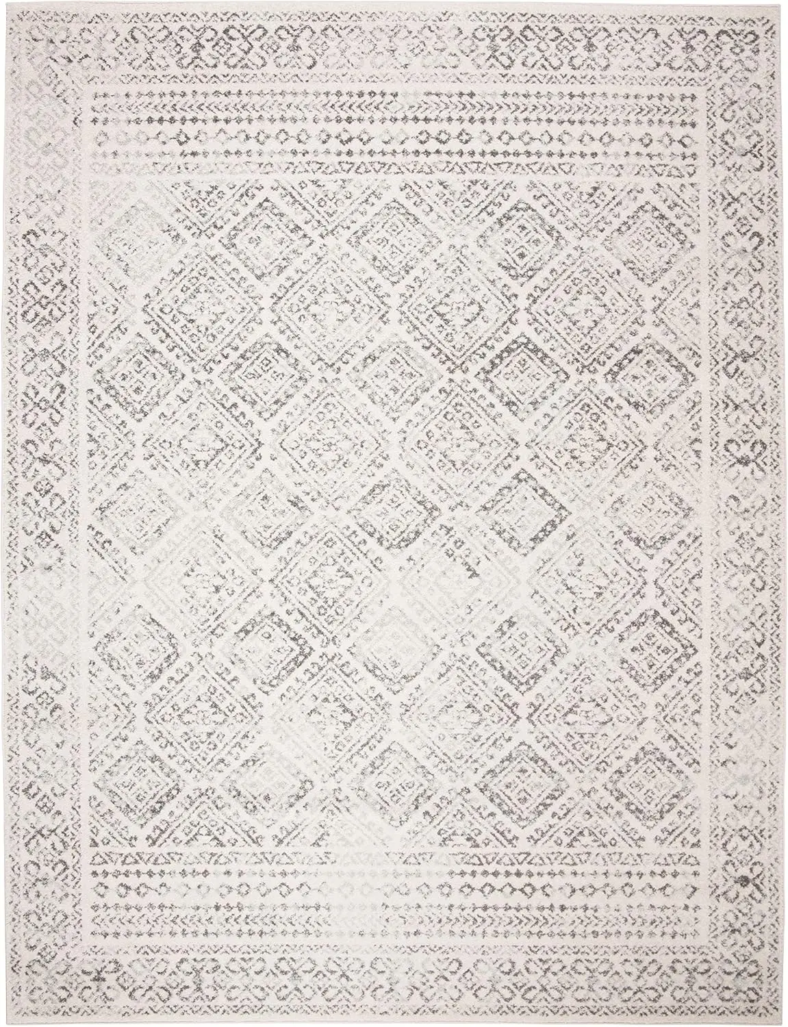 Safavieh Tulum Collection X-Large Area Rug - 12' X 15', Ivory & Grey, Moroccan Boho Distressed Design, Non-Shedding & Easy