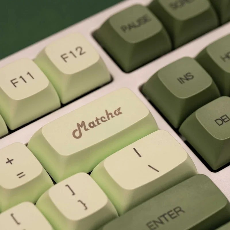 Botão do teclado Mecanismo Matcha Chá Verde, 124 XDA Profile, Dye Sub Key Cover, Compatível com Cherry MX GK61 64 84 96