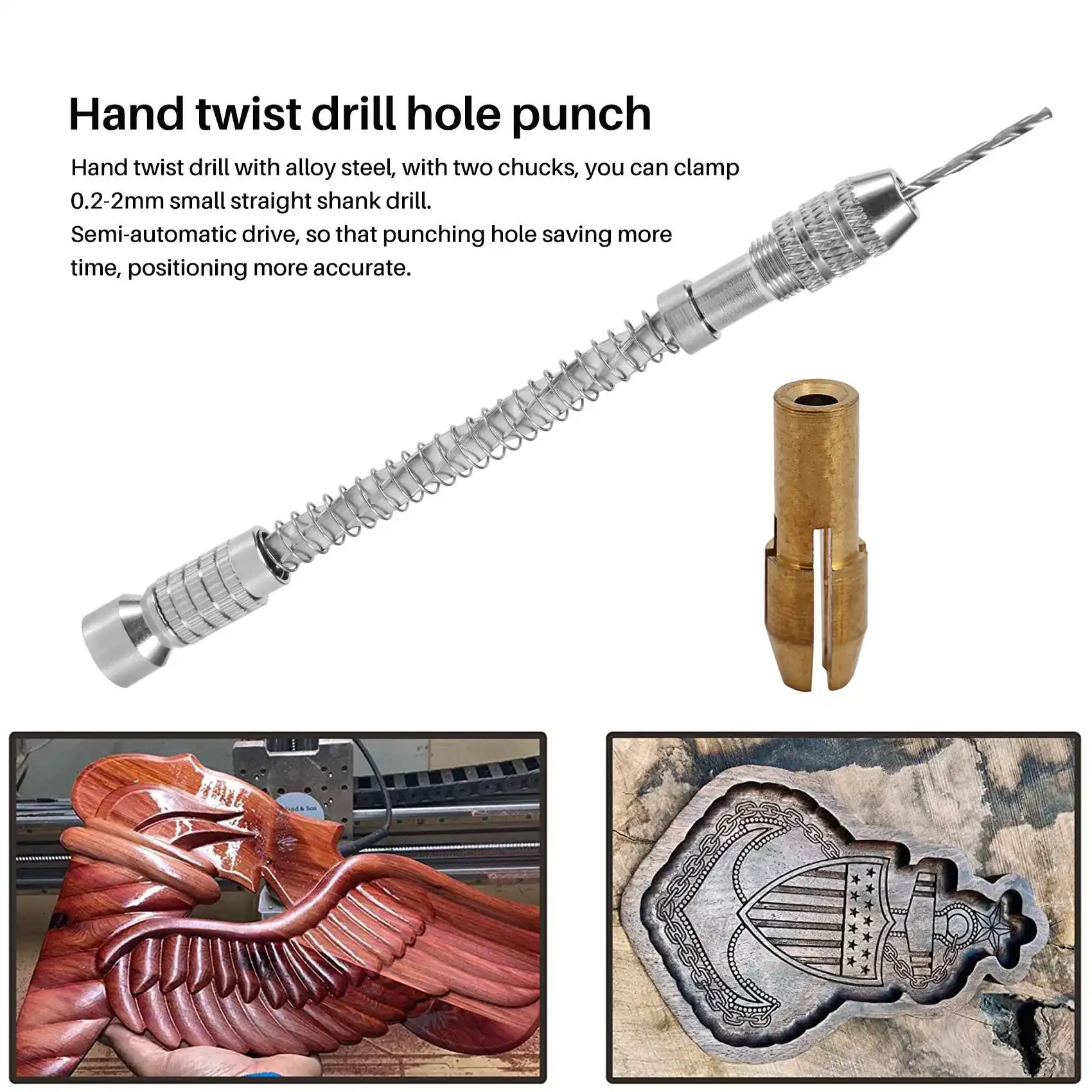 ABFKL 21pcs Pin Vise Hand Spiral Drill Mini Micro-Drill Bits Set Index Semi-automatic