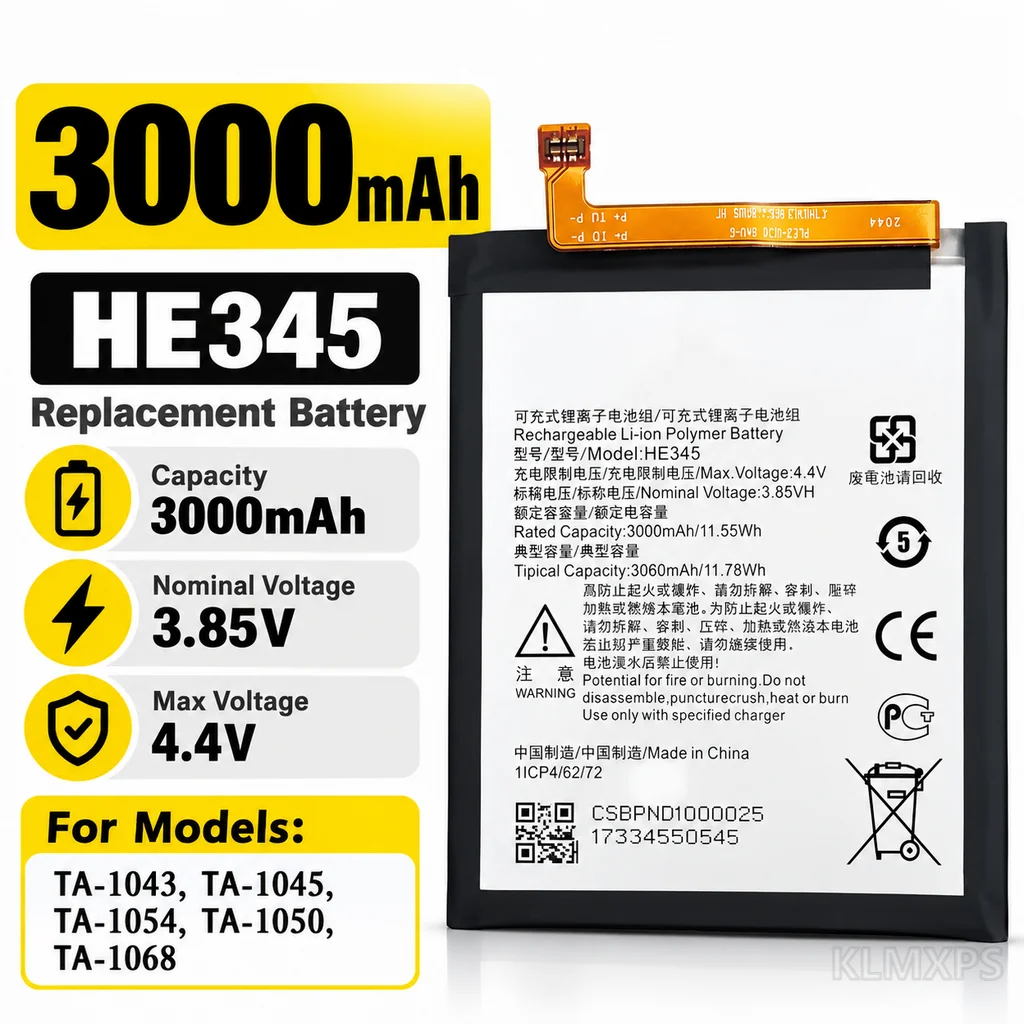 3000mAh HE345 Replacement Battery For Nokia 6 2nd / 6.1 TA-1054 TA-1043 TA-1050 TA-1068 Mobile Phone Battery Repair Parts