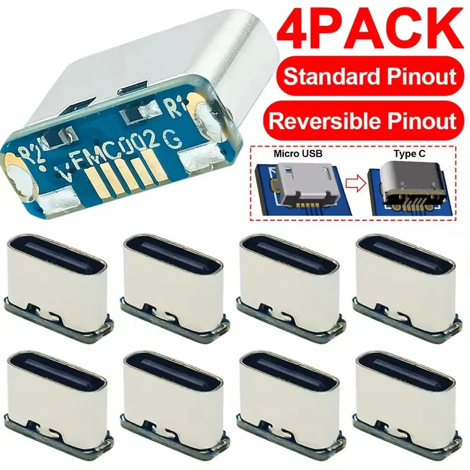 4/1PCS USB Connector Type C Female Charging Port Jack for PCB Soldering DIY Repair Adapte USB To Type-C Adapter Accessories