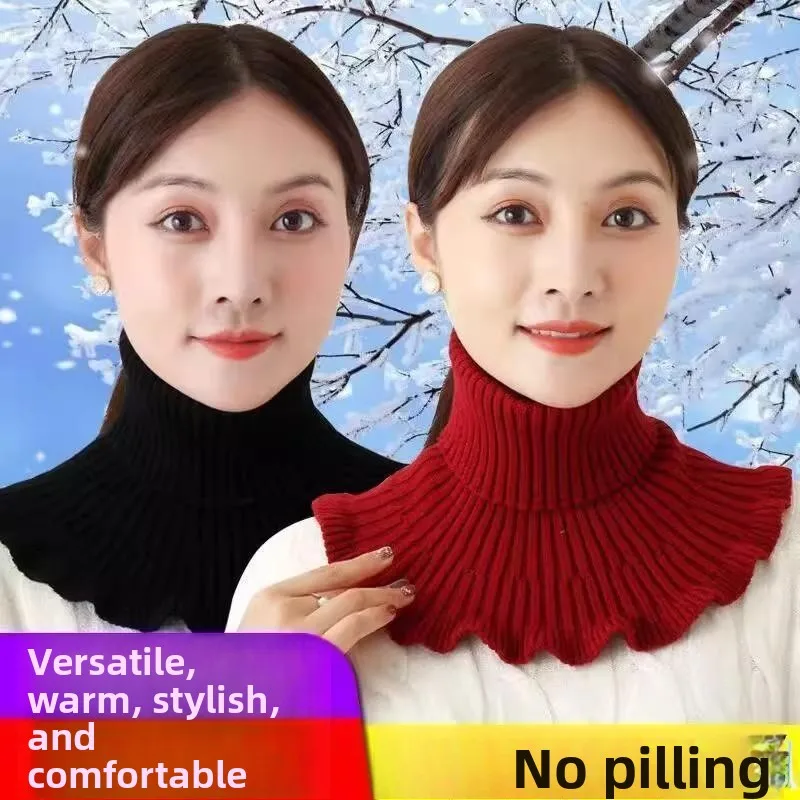 

Женский вязаный воротник-имитация свитера, защита от холода, универсальный, повседневный, однотонный